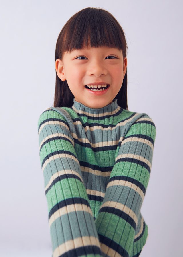 Ribbed Stripe Sage Turtleneck