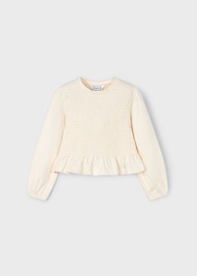 Cream Smocked Peasant Shirt