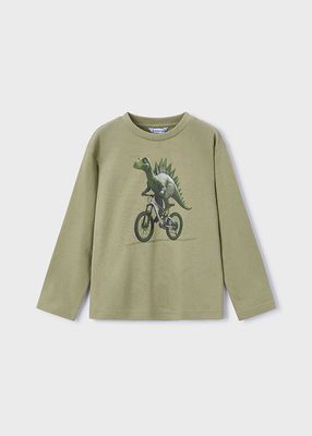 Green Dino on Bike Longsleeve