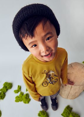Yellow Dino on Bike Longsleeve