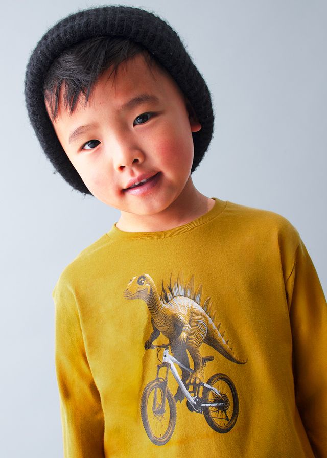 Yellow Dino on Bike Longsleeve