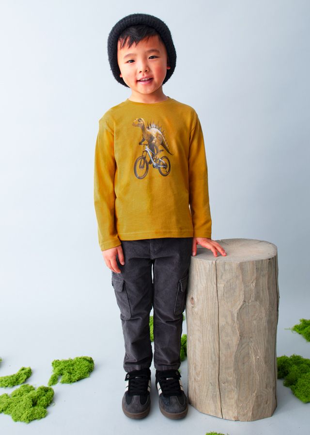 Yellow Dino on Bike Longsleeve