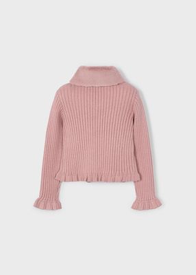 Blush Faux Fur Collar Cardigan