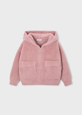 Blush Furry Knit Zip Sweater