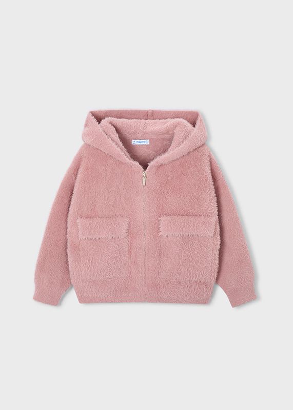 Blush Furry Knit Zip Sweater