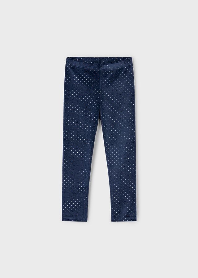 Dotted Navy Velvet Legging