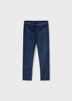Dotted Navy Velvet Legging