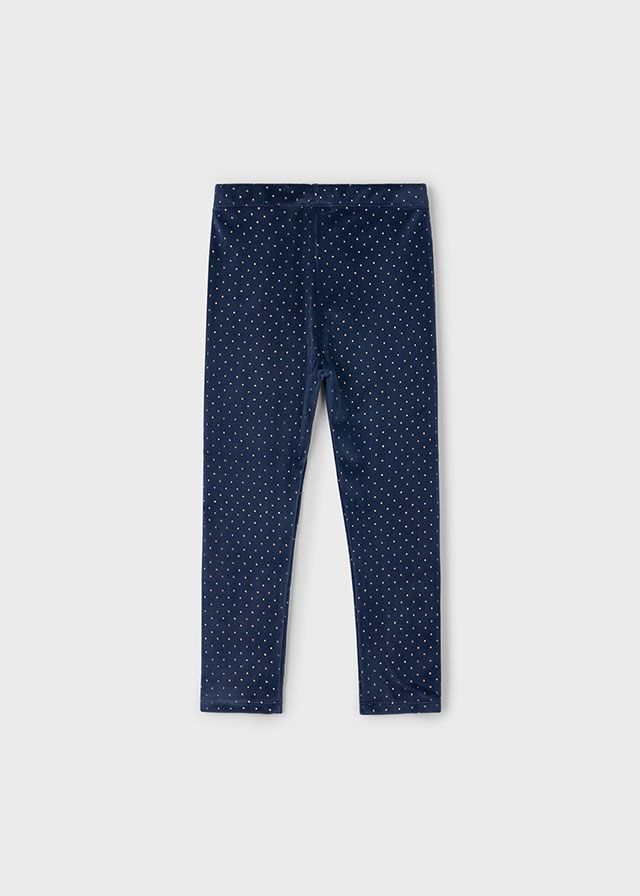 Dotted Navy Velvet Legging