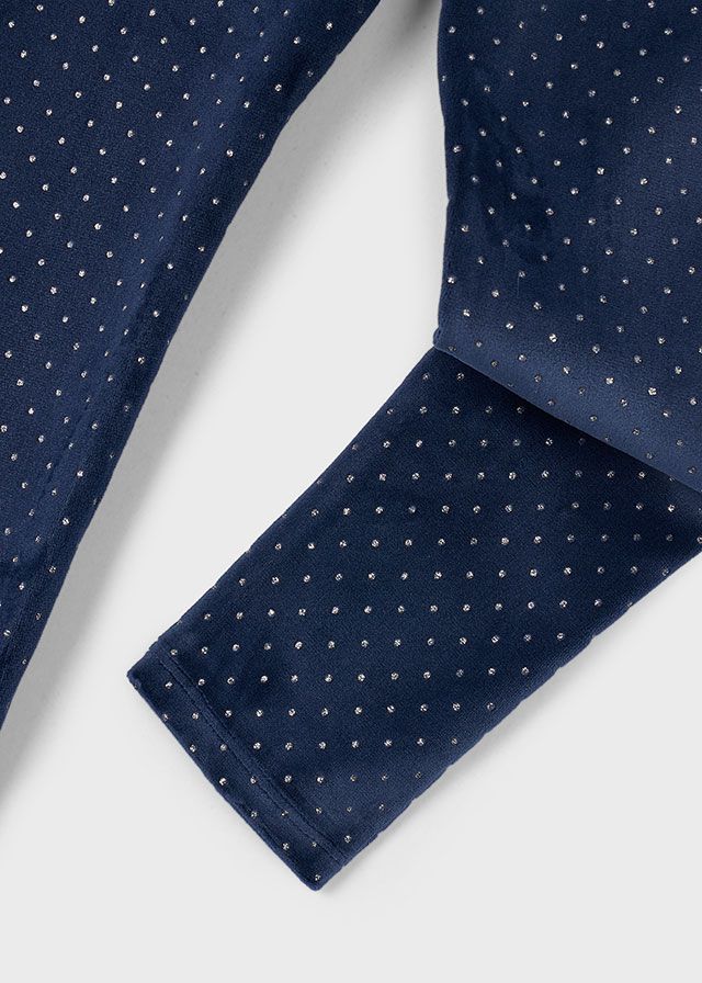 Dotted Navy Velvet Legging
