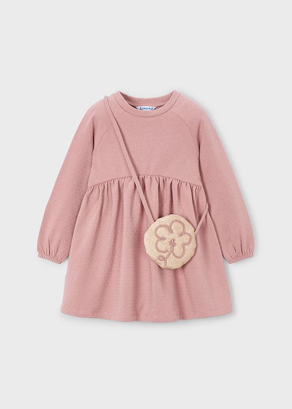 Dotted Blush Fleece Dress with Purse