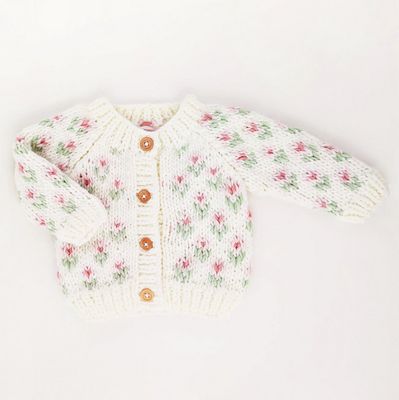 Bitty Blooms White Cardigan Sweater