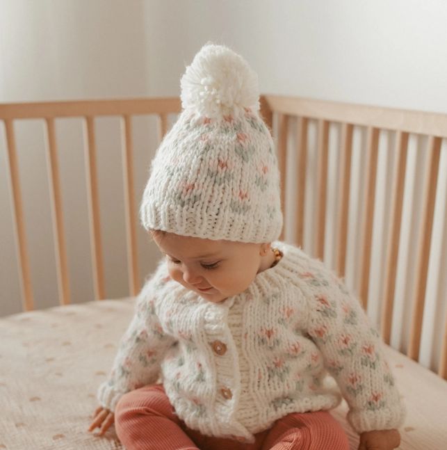 Bitty Blooms White Cardigan Sweater