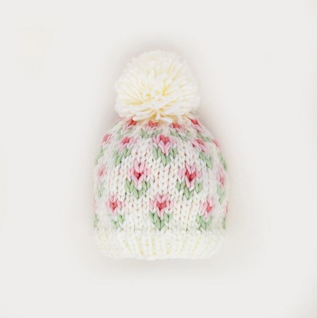 Bitty Blooms White Beanie