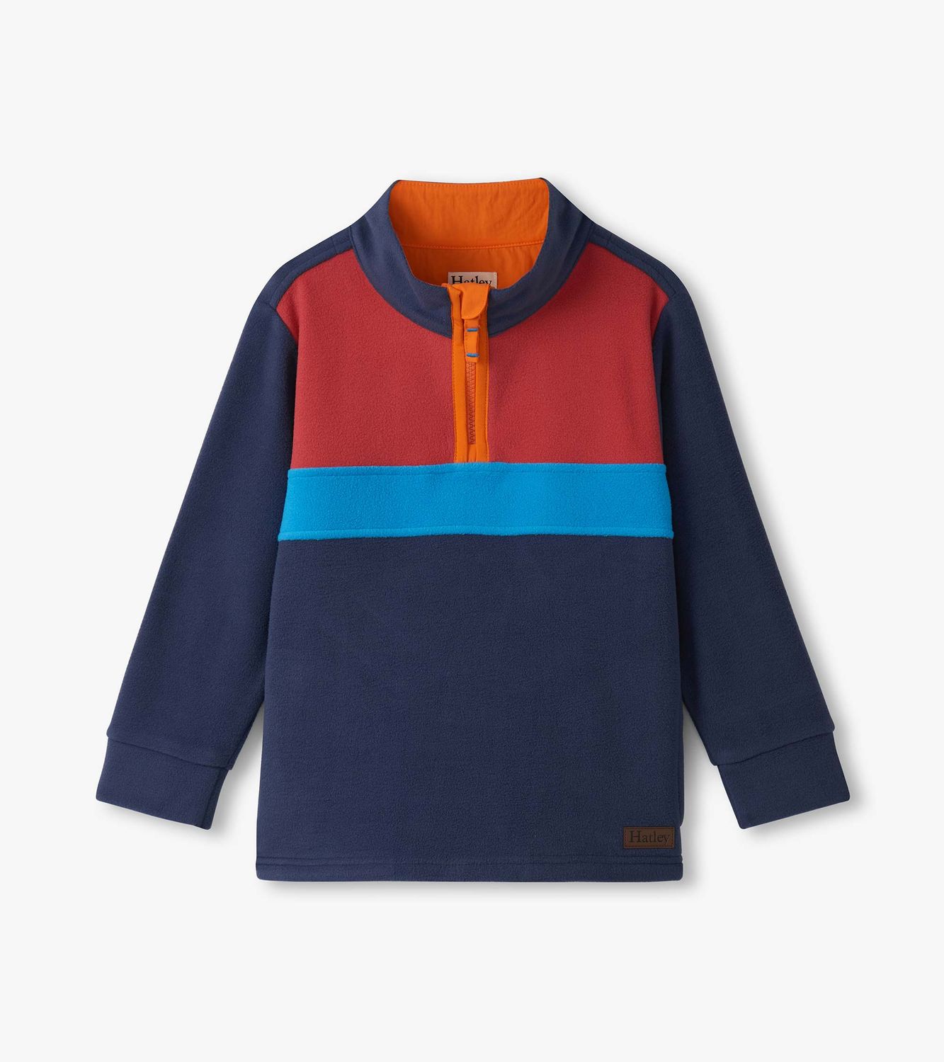 Navy Color Block 1/4 Zip Mock Neck Fleece