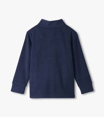 Navy Color Block 1/4 Zip Mock Neck Fleece