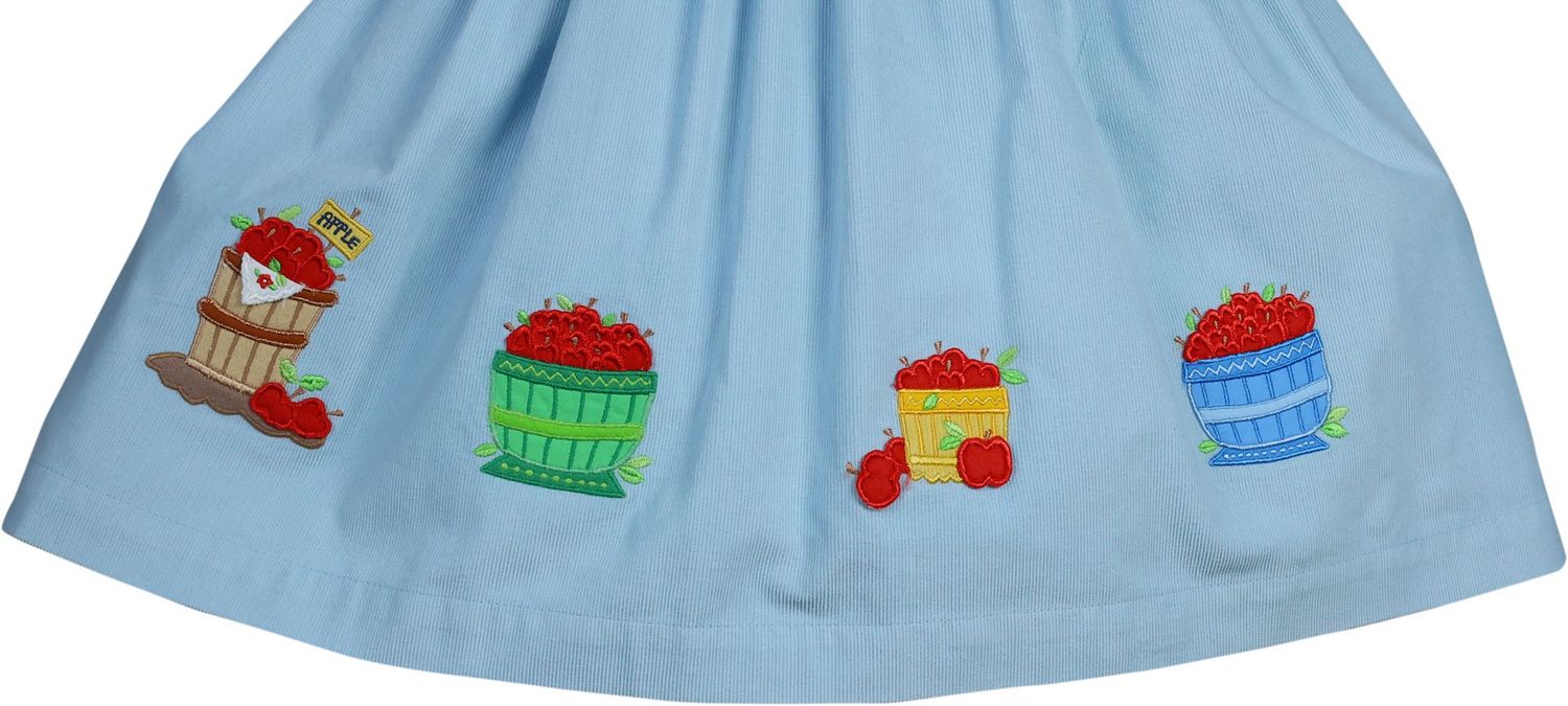 Blue Corduroy Apple Basket Dress