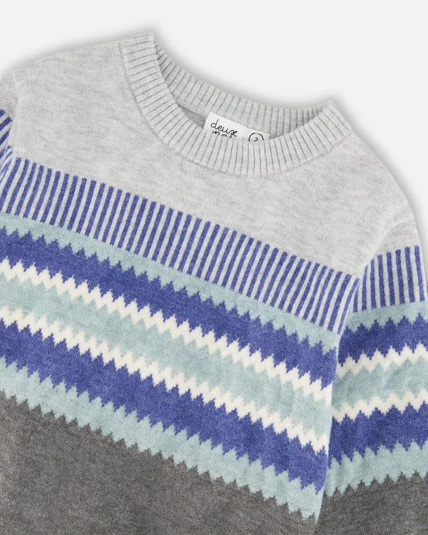 Blue+Gray Jacquard Sweater