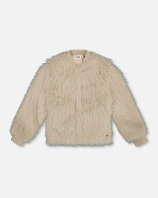 Beige Short Faux Fur Coat