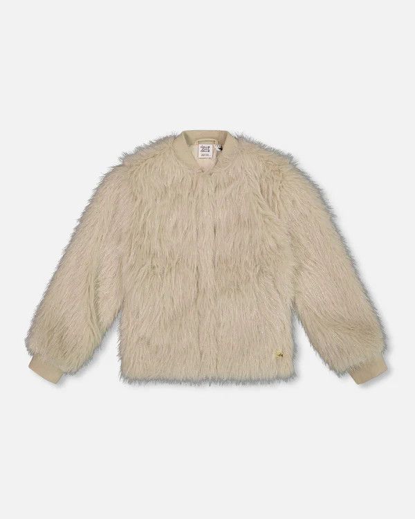 Beige Short Faux Fur Coat