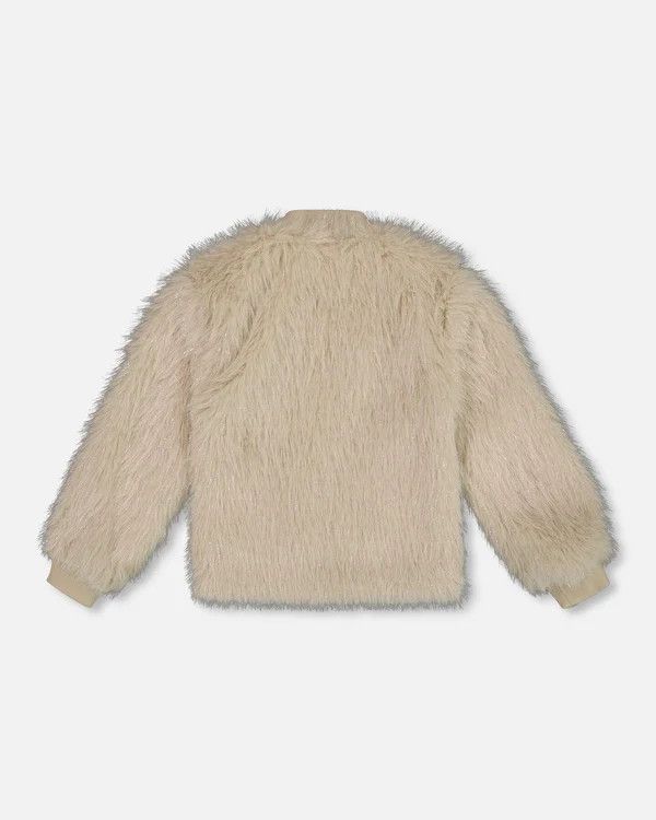 Beige Short Faux Fur Coat