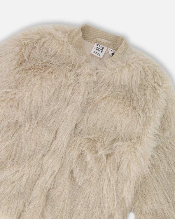 Beige Short Faux Fur Coat
