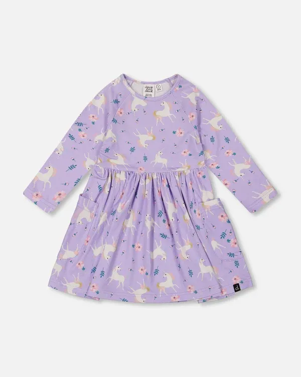 Navy Unicorn Print Dress