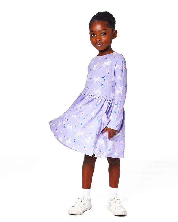 Navy Unicorn Print Dress