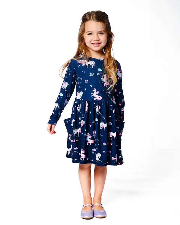 Purple Unicorn Print Dress