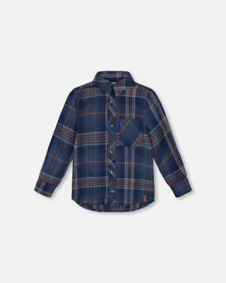 Navy Plaid Flannel Shirt