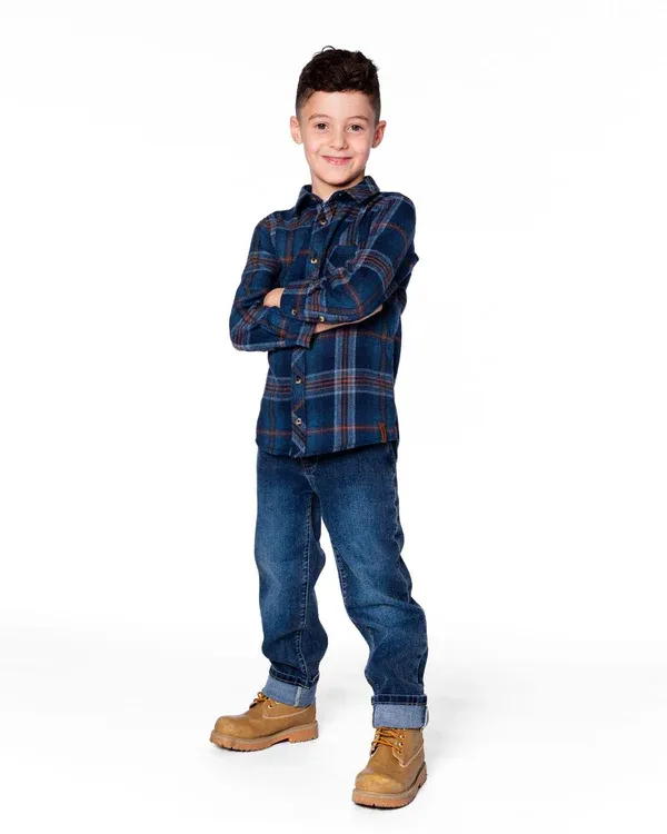 Navy Plaid Flannel Shirt