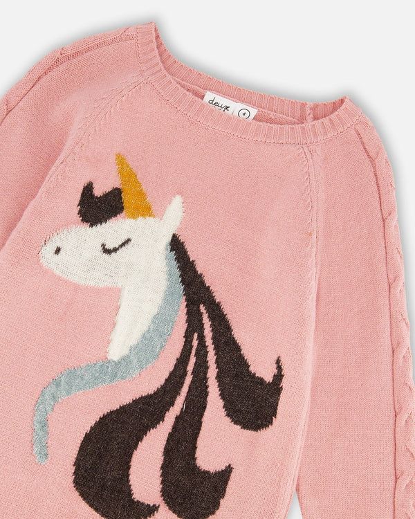 Rose Jacqard Unicorn Knit Dress