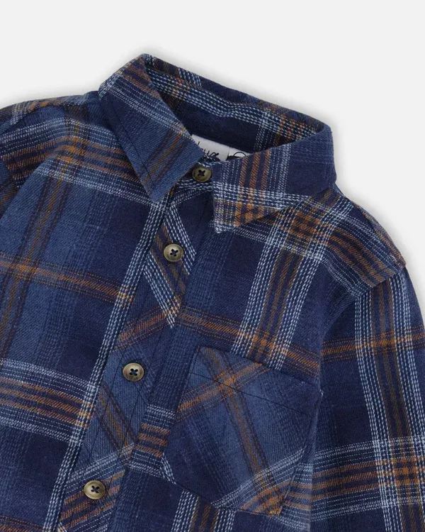 Navy Plaid Flannel Shirt