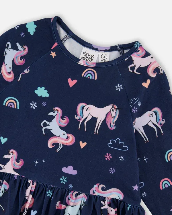 Purple Unicorn Print Dress
