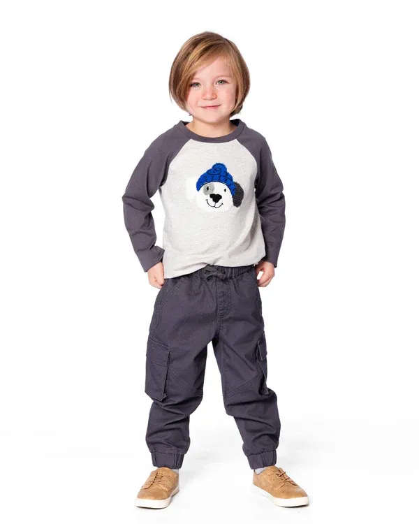 Heather Gray Raglan Pup Tee