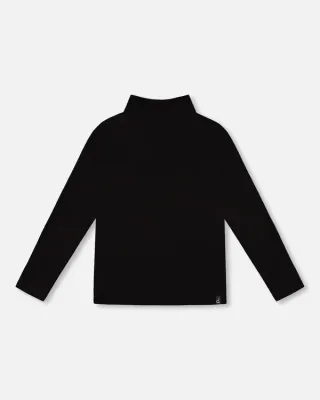 Black Brushed Rib Mock Top