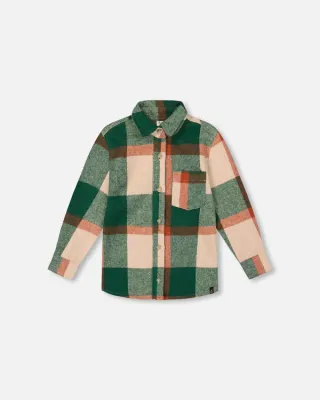 Green+Red Long-sleeve Plaid Shirt