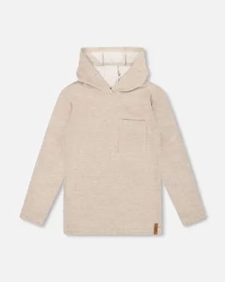 Heather Biege Long-sleeve Hooded Top