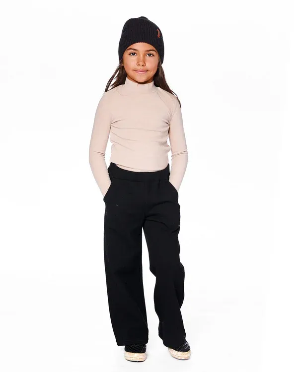 Black Waffle Flare Pant