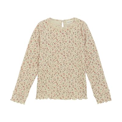 Sandshell Floral Ribbed Long-sleeve