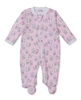 Pink Pack of Pups Blue Print Zip Footie