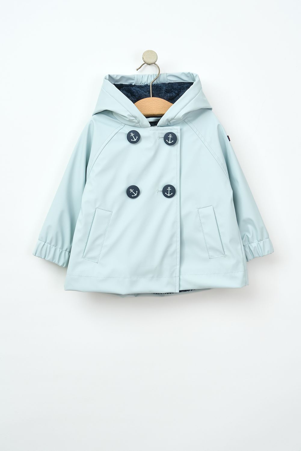 Ballad Blue Double Buttoned Fleece Lined Raincoat