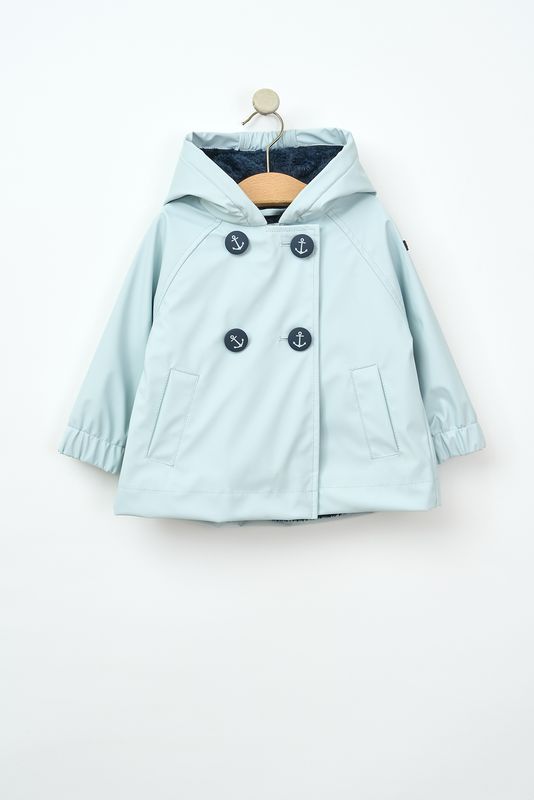 Ballad Blue Double Buttoned Fleece Lined Raincoat