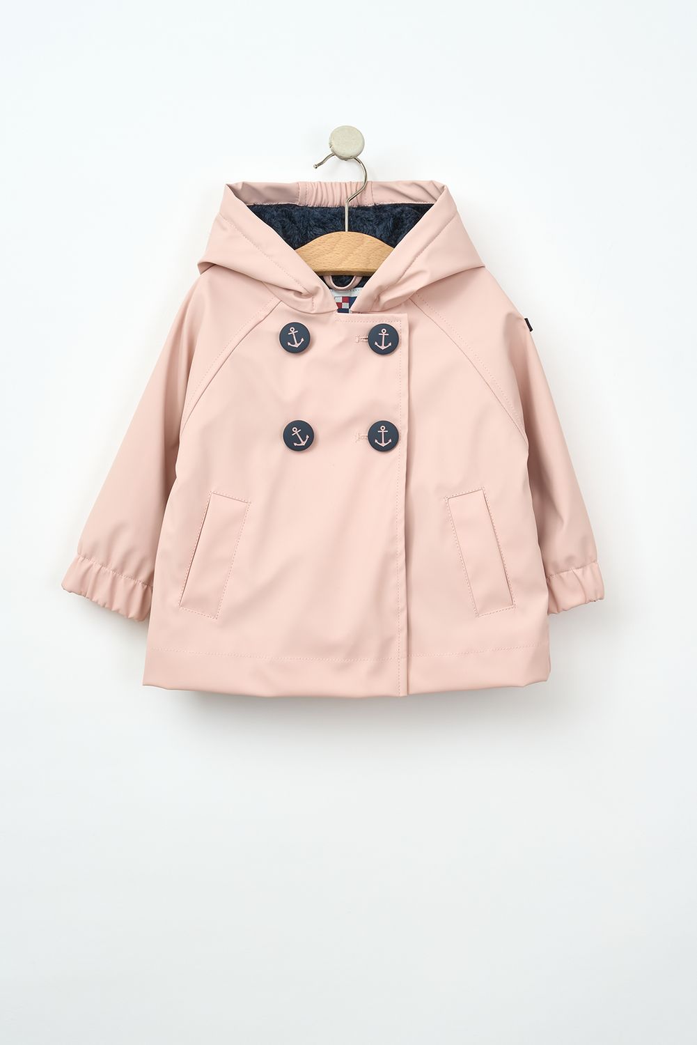 Rose Double Buttoned Fleece Lined Raincoat