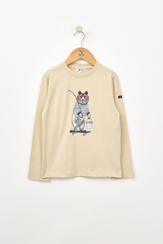 Oyster Grey Skateboarding Bear Tee