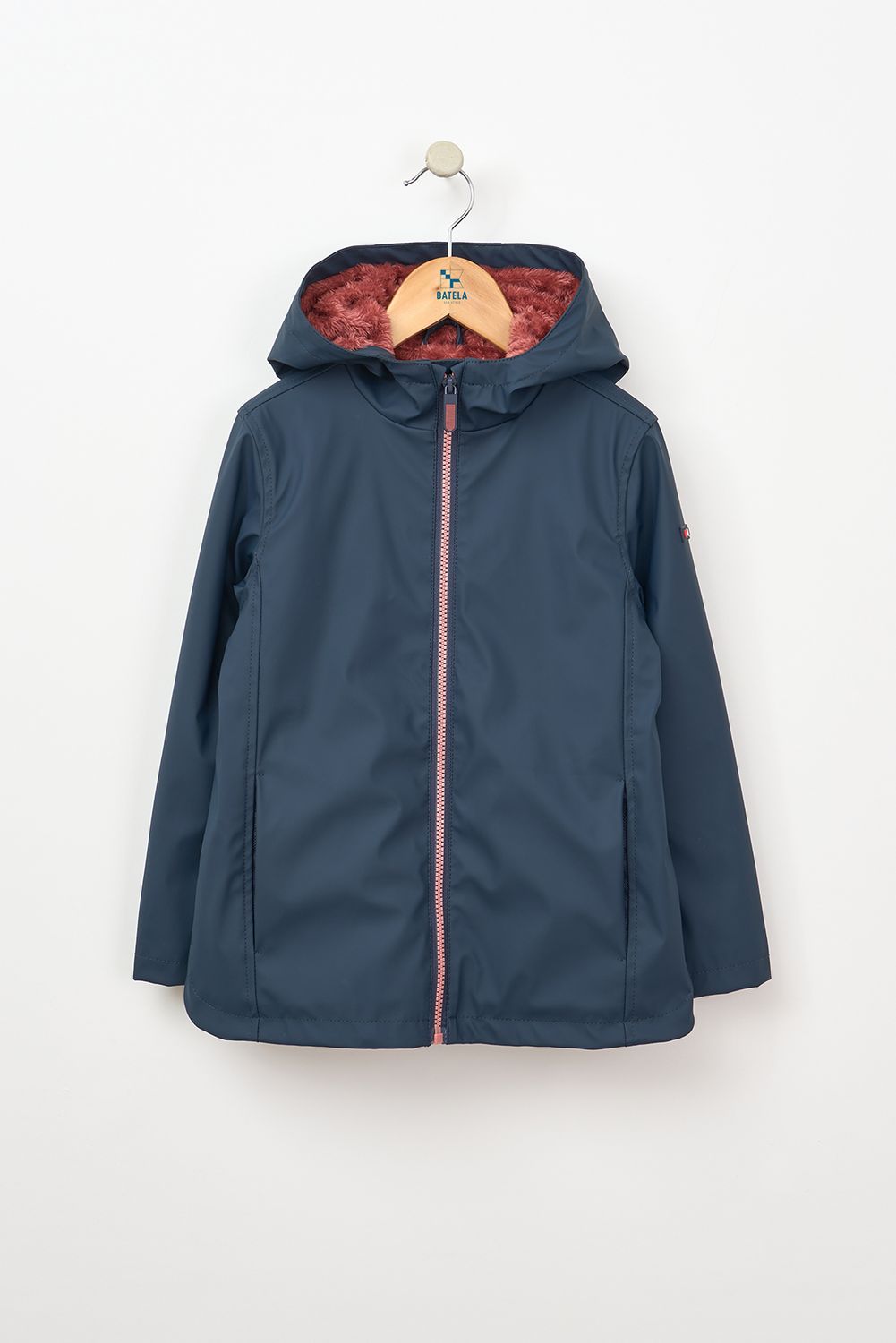 Navy Fleece Lined Raincoat