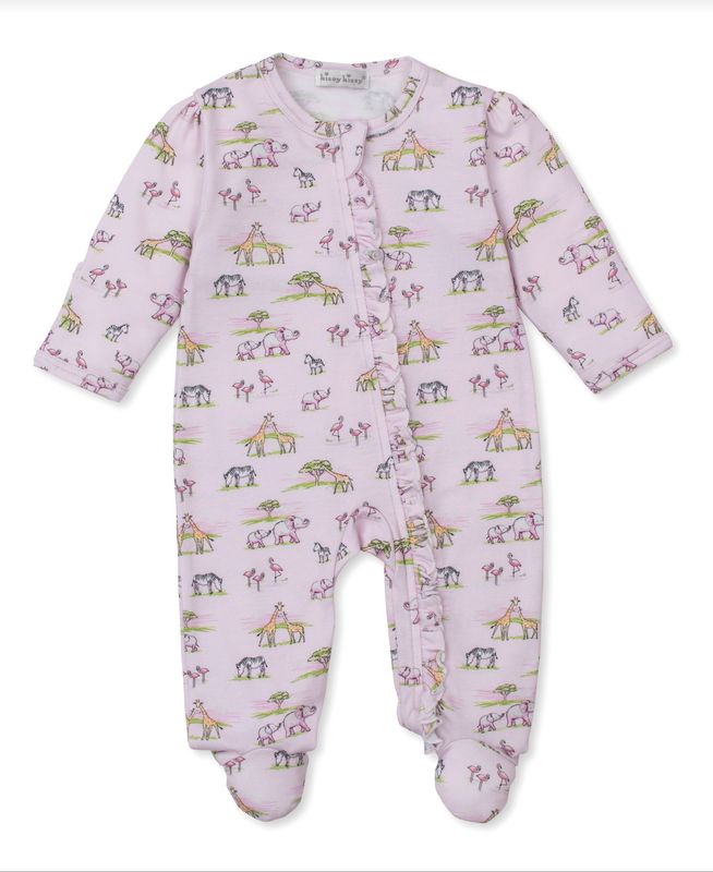 Pink Jungle Safari Print Zip Footie