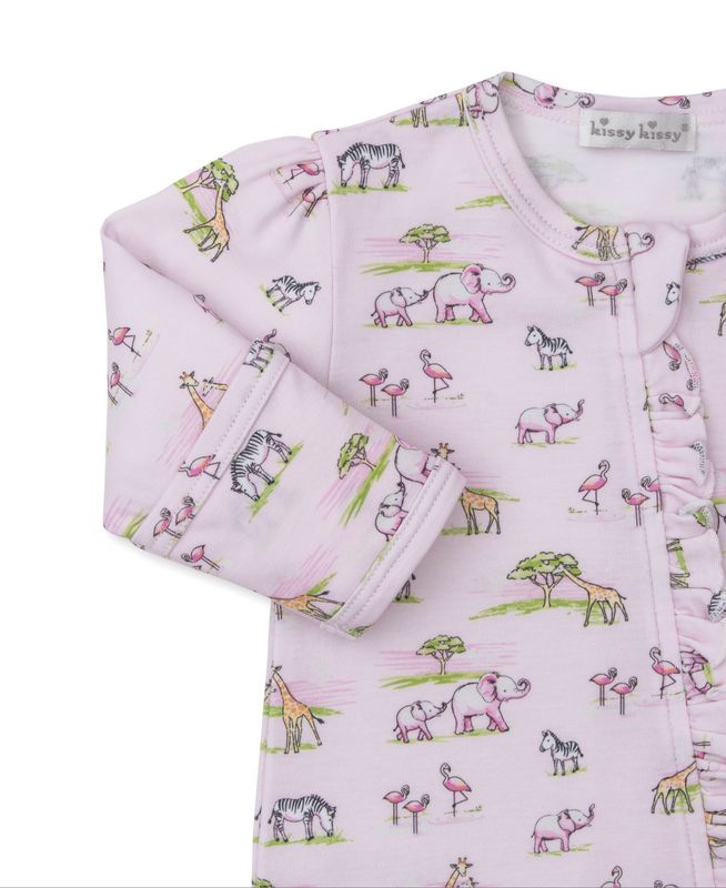 Pink Jungle Safari Print Zip Footie
