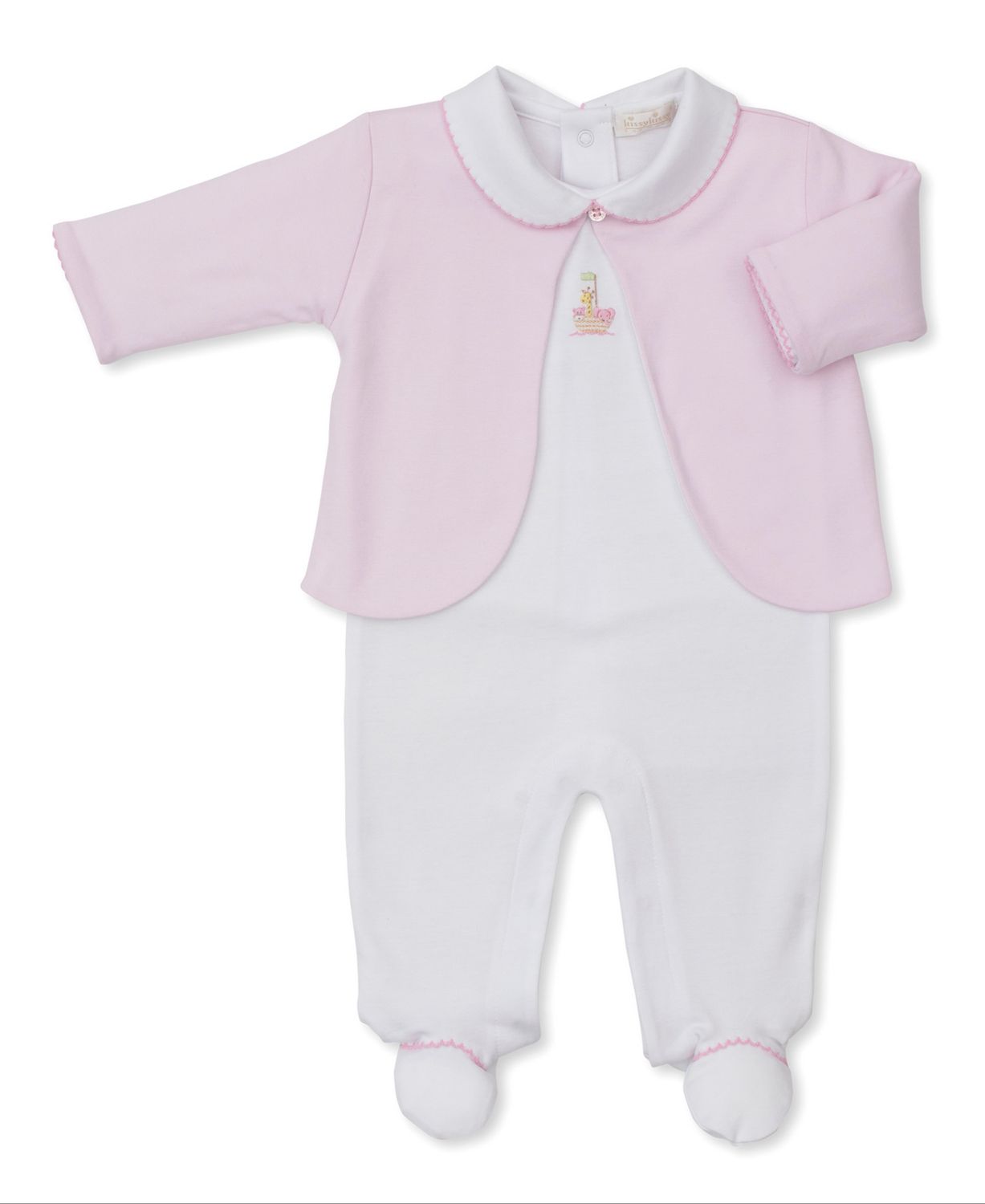 Noah&#39;s Ark Pink Footie+Jacket Set