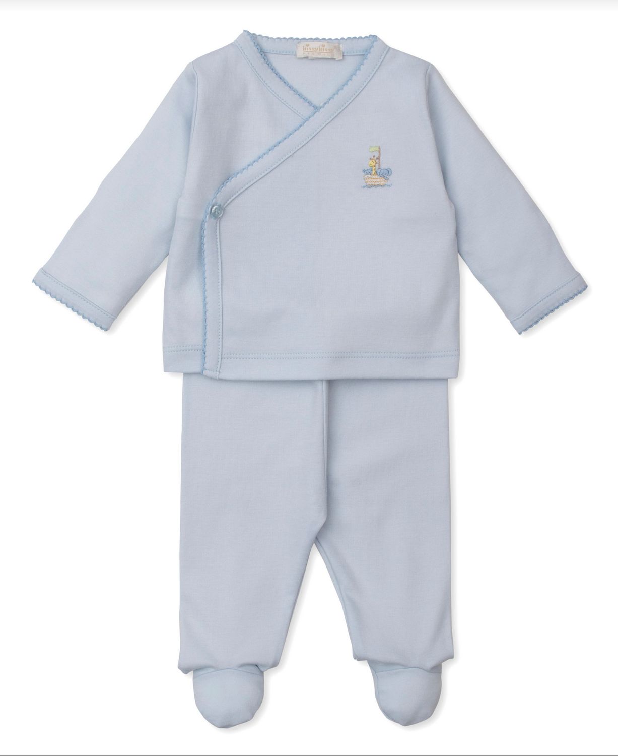 Noah&#39;s Ark Lt Blue Footed Pant Set