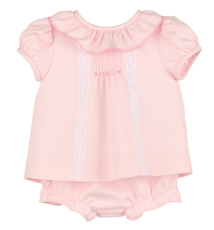 Pink Pintucks Lace Bishop